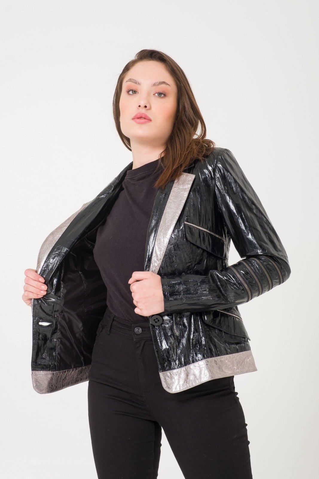 Black Patent Leather Blazer - ADAMO