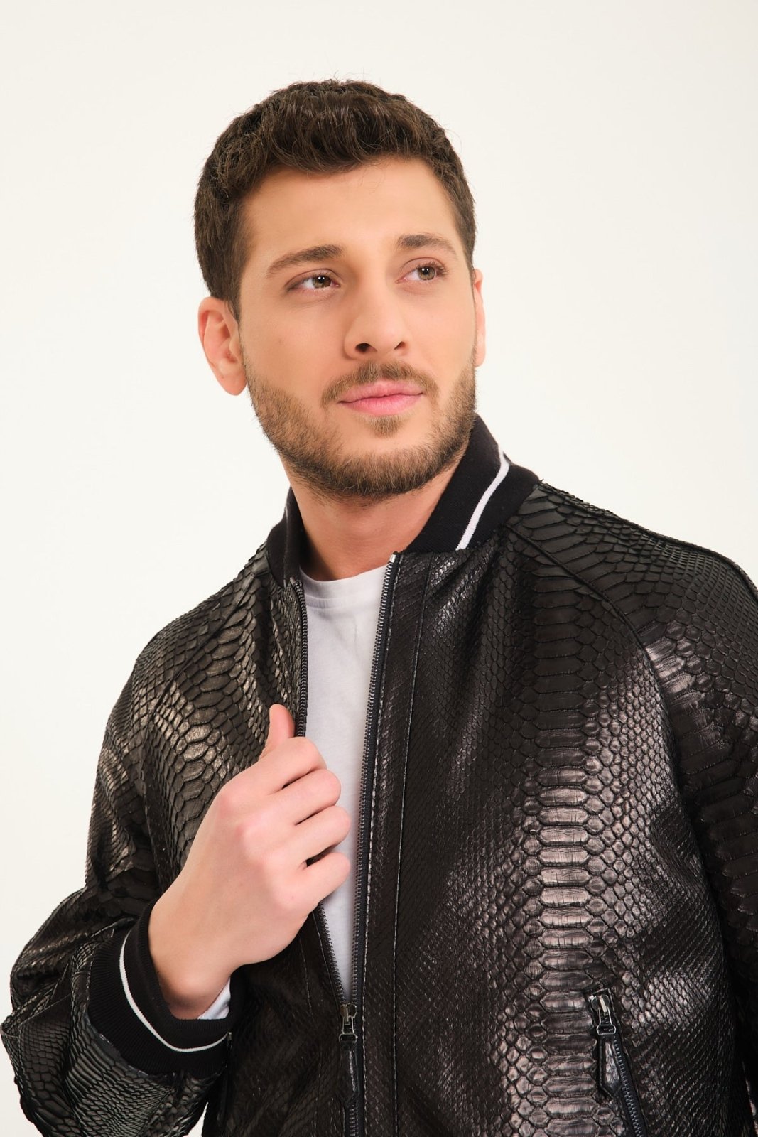 Black Python Leather Jacket - ADAMO