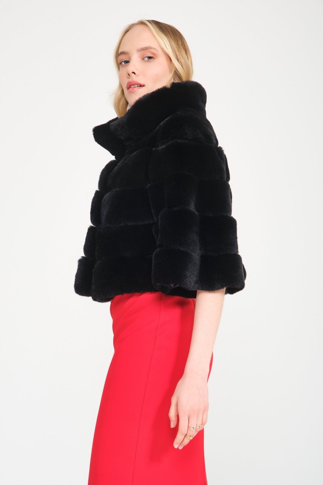 Black Rex Fur Jacket - ADAMO