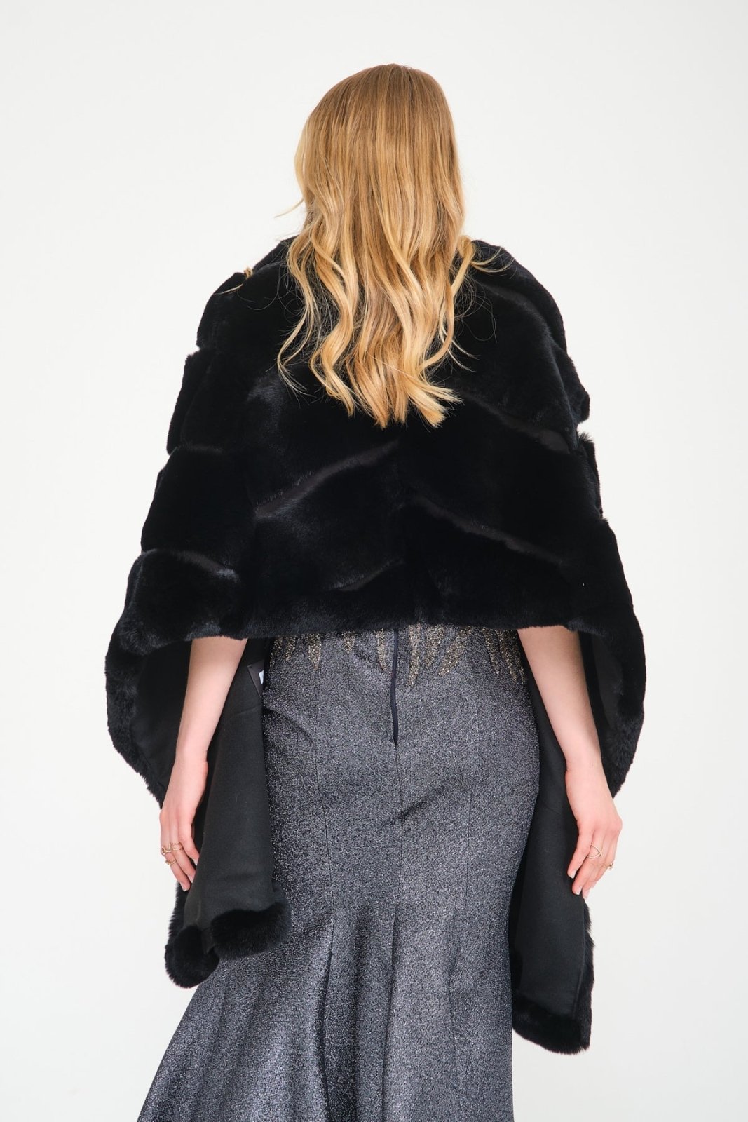 Black Rex Fur Shawl - ADAMO