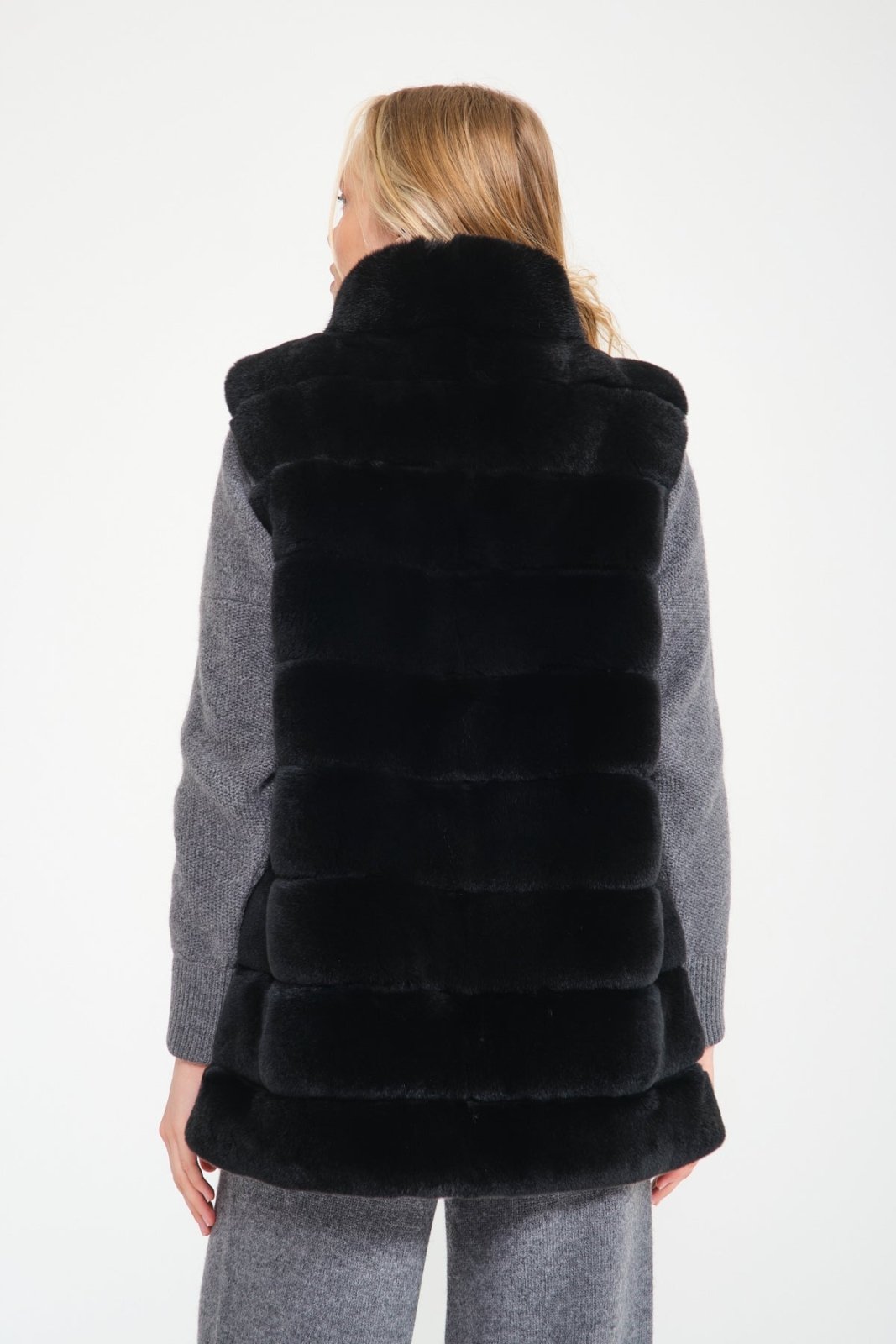 Black Rex Fur Vest - ADAMO