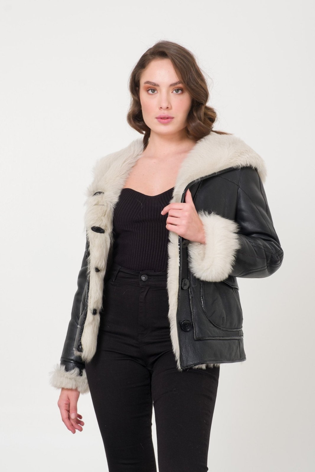 Black Shearling Coat - ADAMO