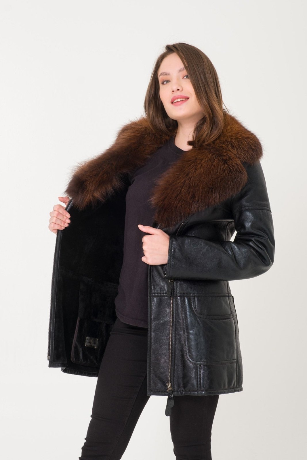 Black Shearling Coat - ADAMO