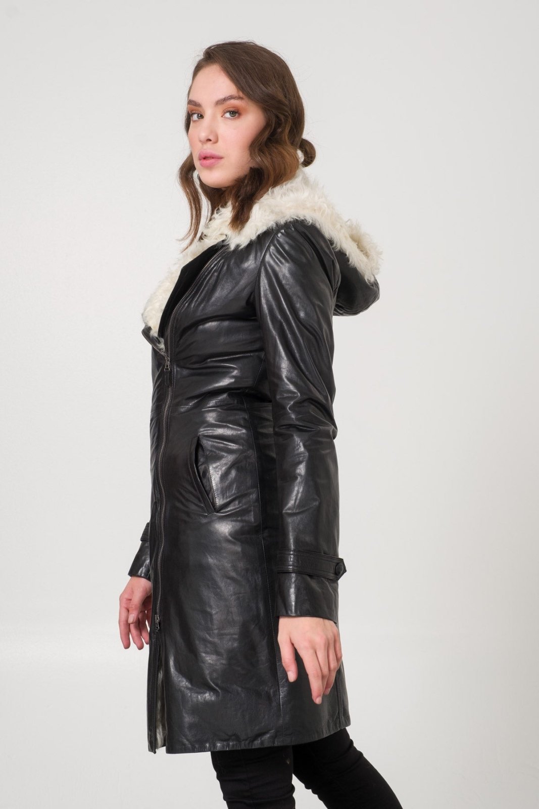 Black Shearling Coat - ADAMO