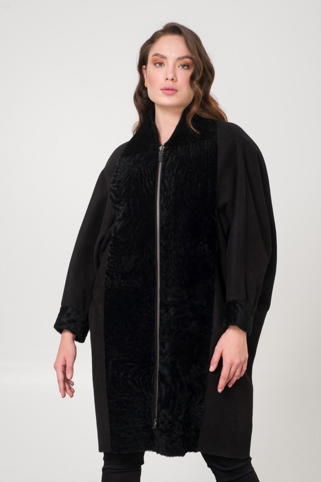 Black Shearling Coat - ADAMO