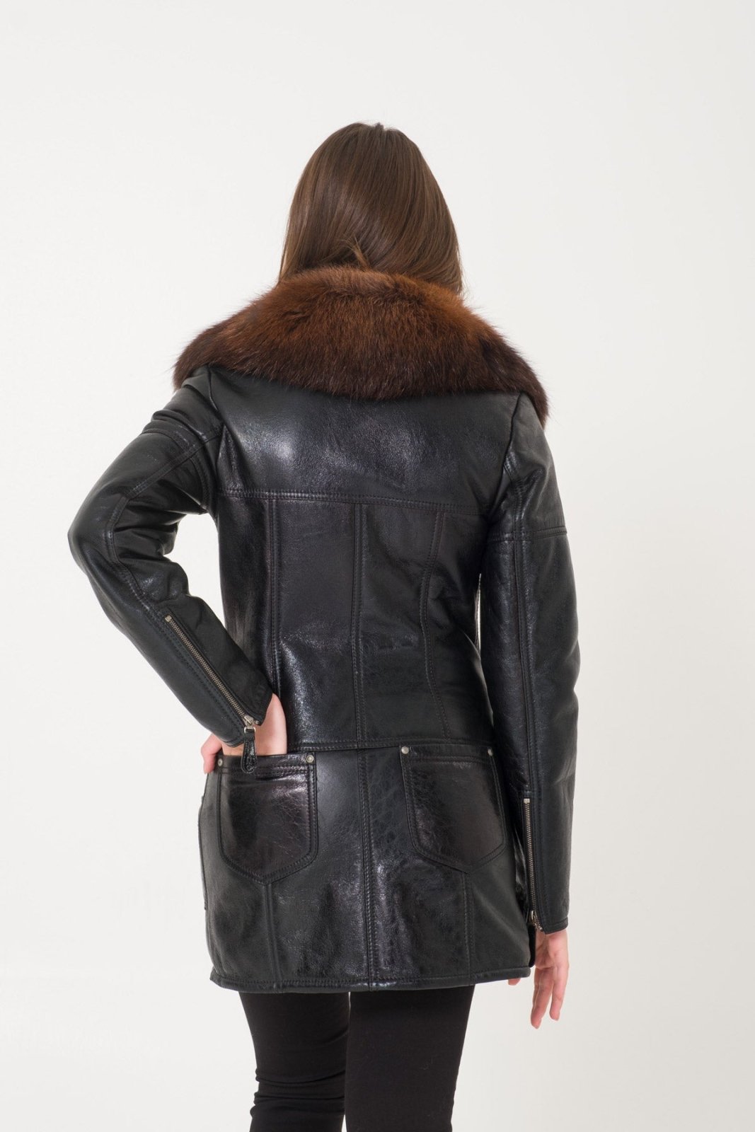 Black Shearling Coat - ADAMO