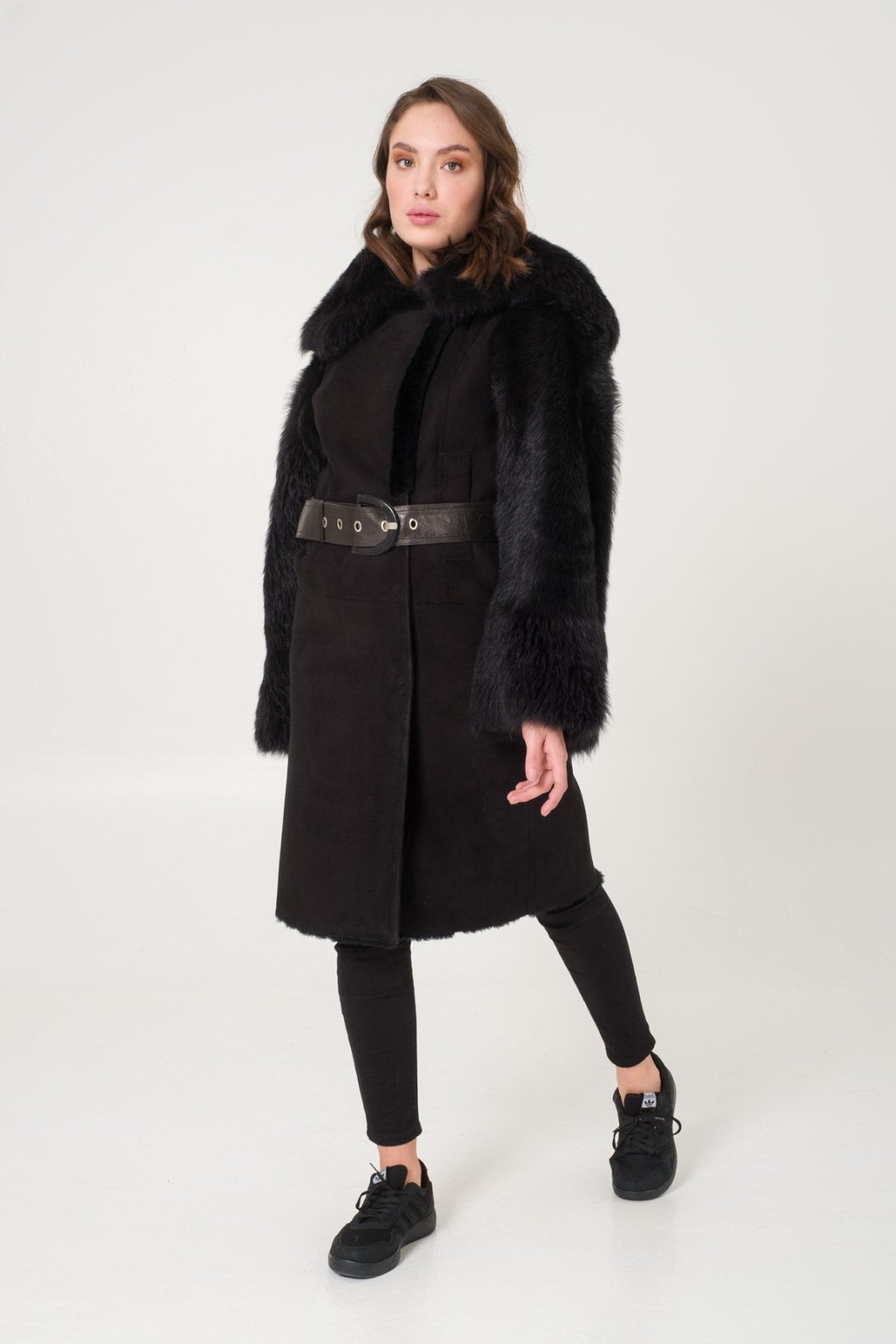 Black Shearling Coat - ADAMO