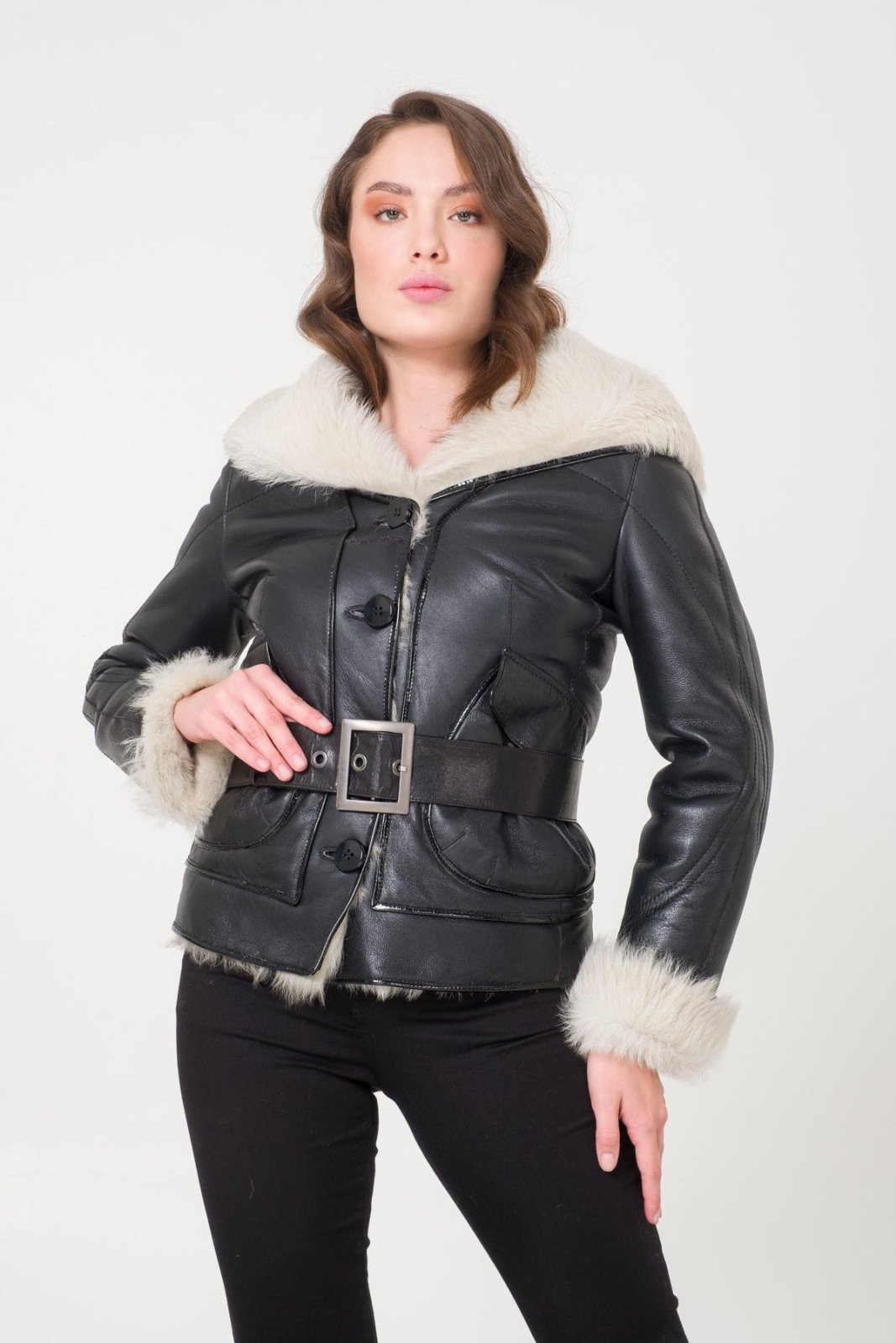 Black Shearling Coat - ADAMO