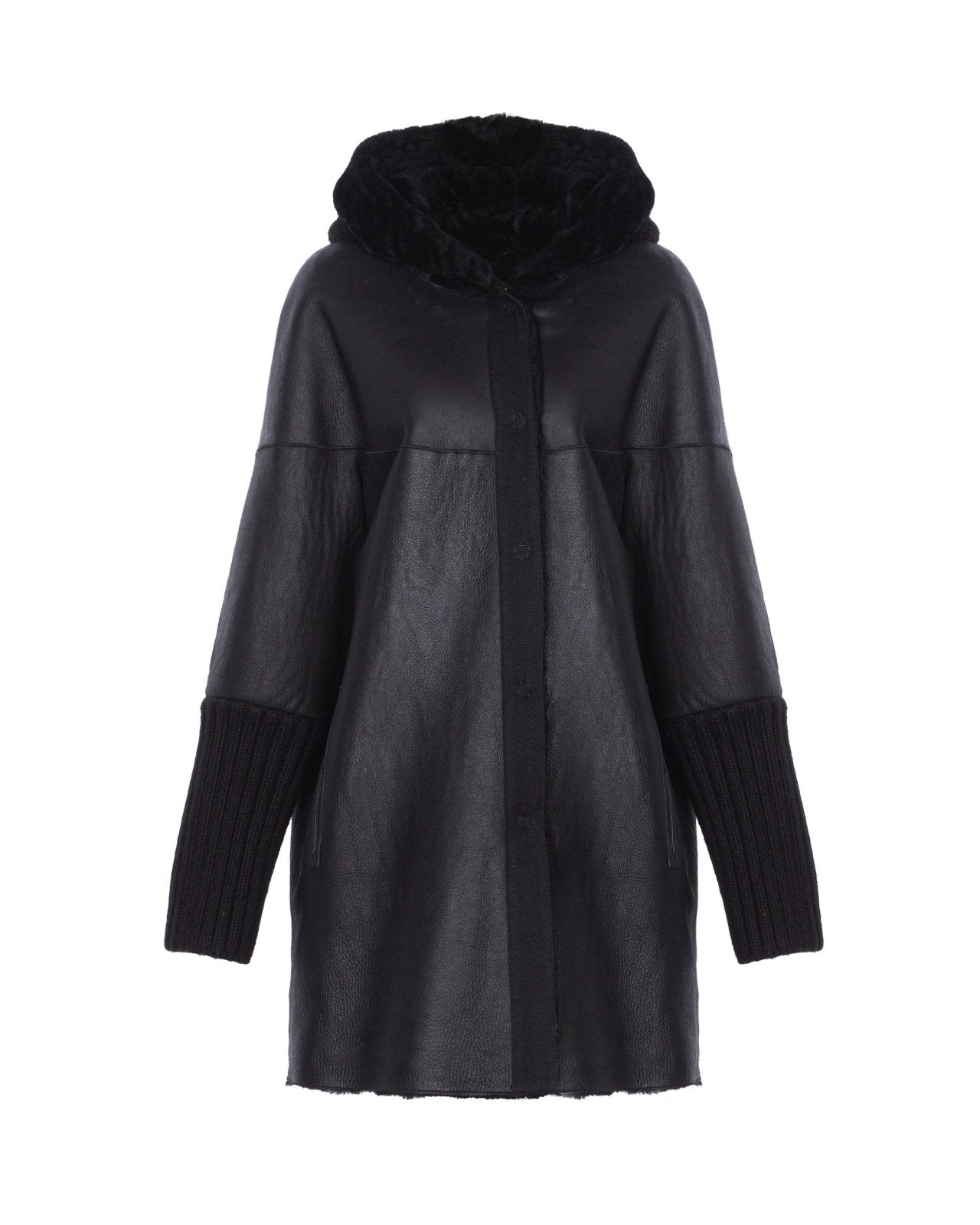 Black Shearling Coat - ADAMO