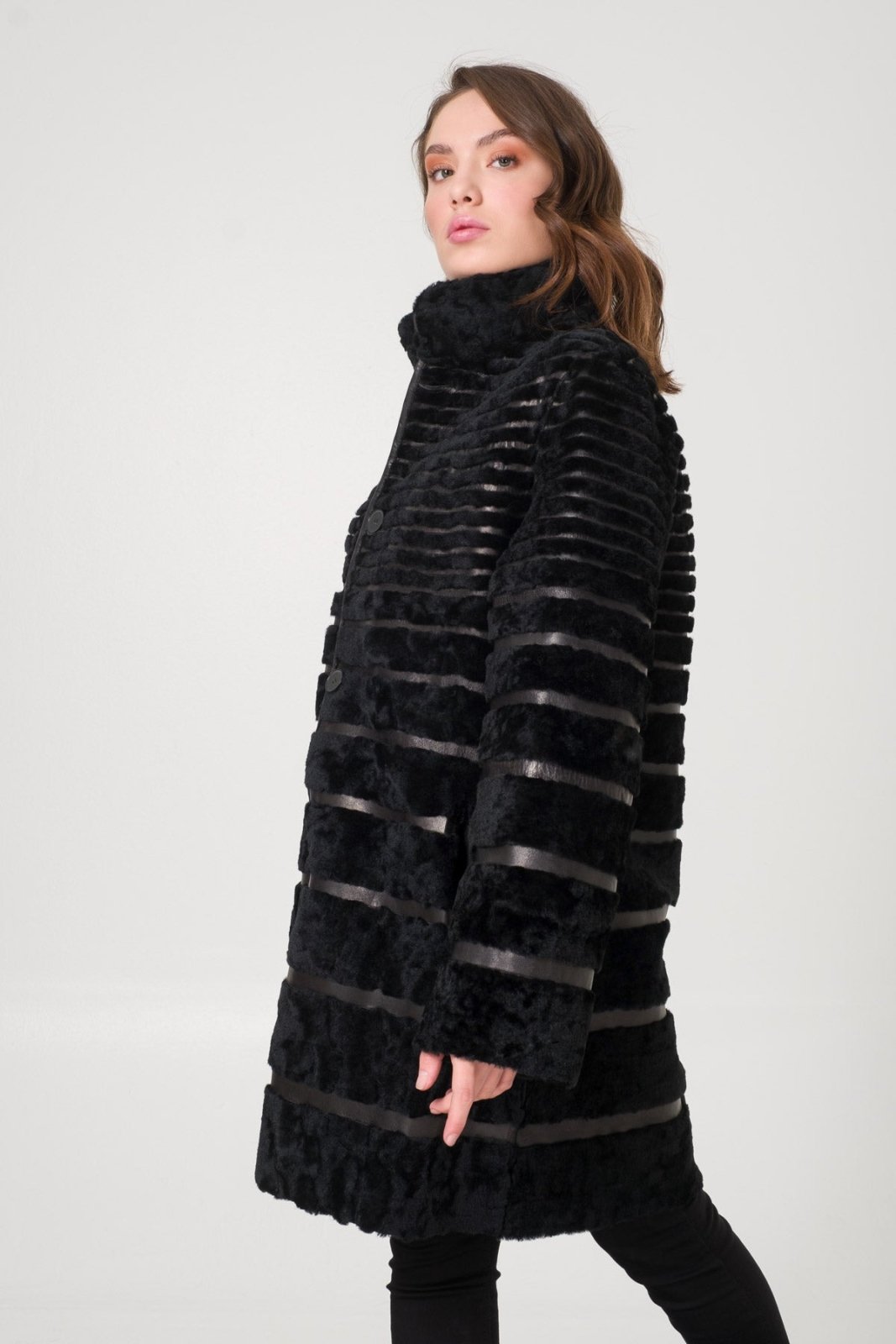 Black Shearling Coat - ADAMO