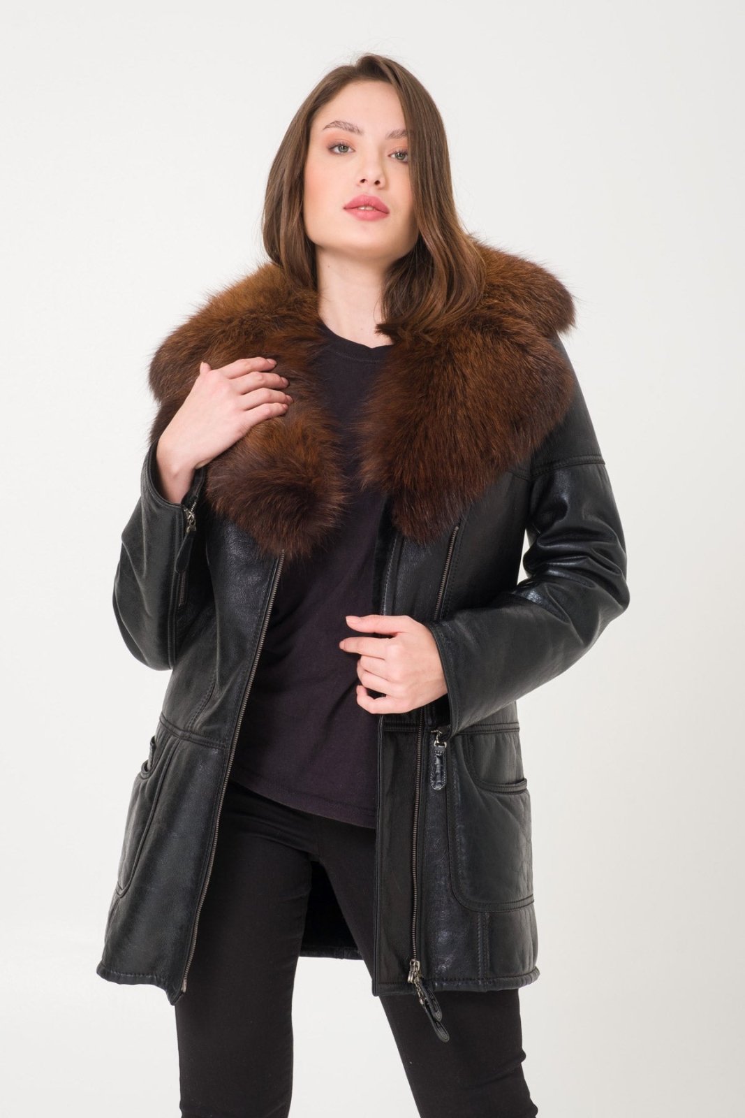 Black Shearling Coat - ADAMO