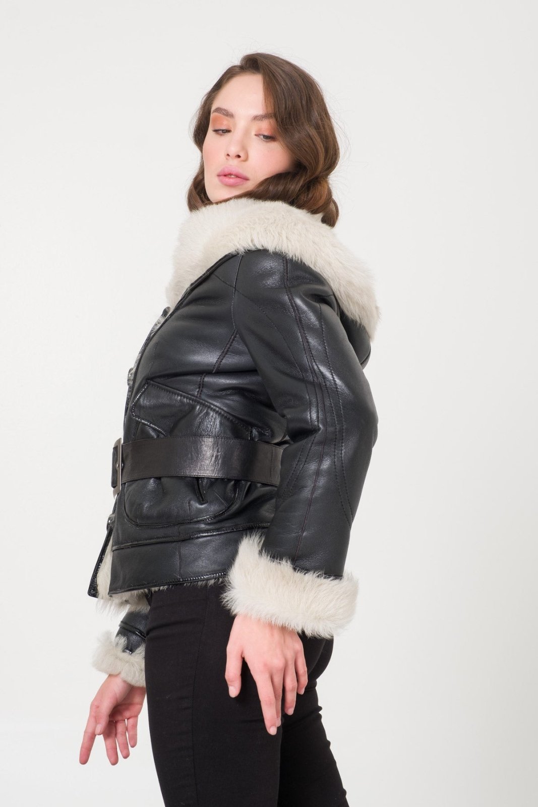 Black Shearling Coat - ADAMO