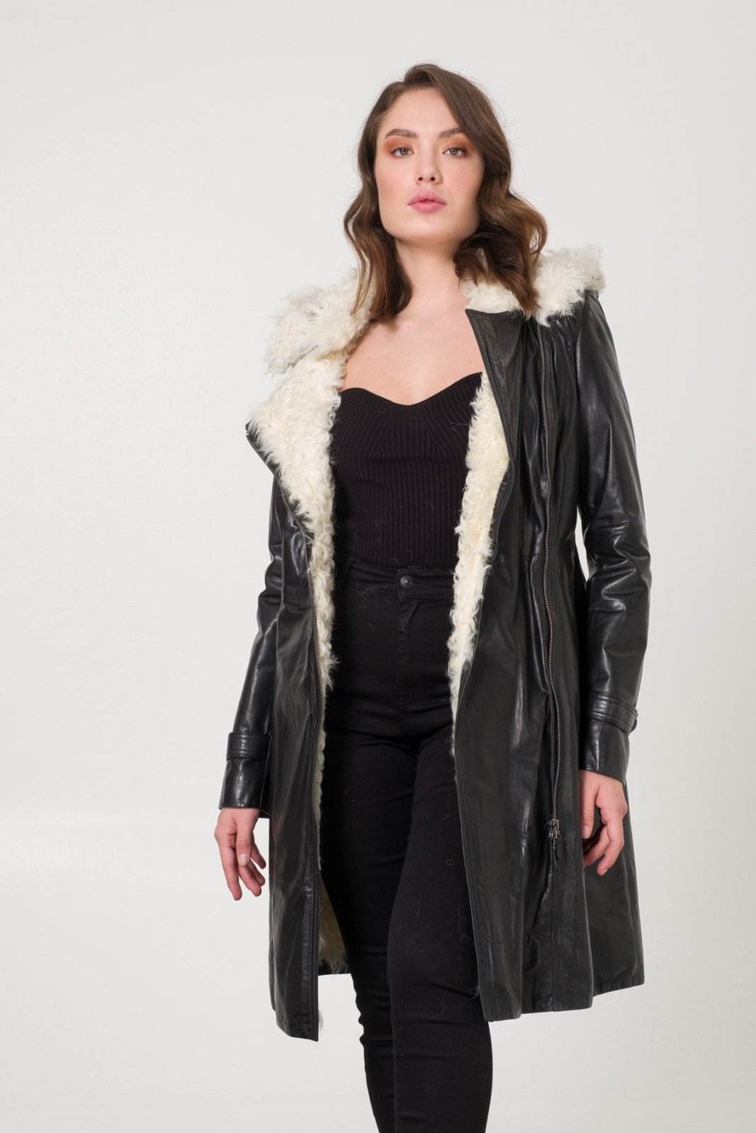 Black Shearling Coat - ADAMO