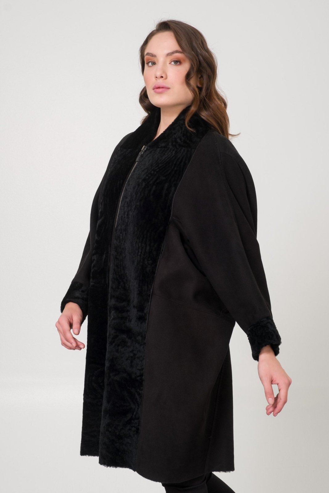 Black Shearling Coat - ADAMO