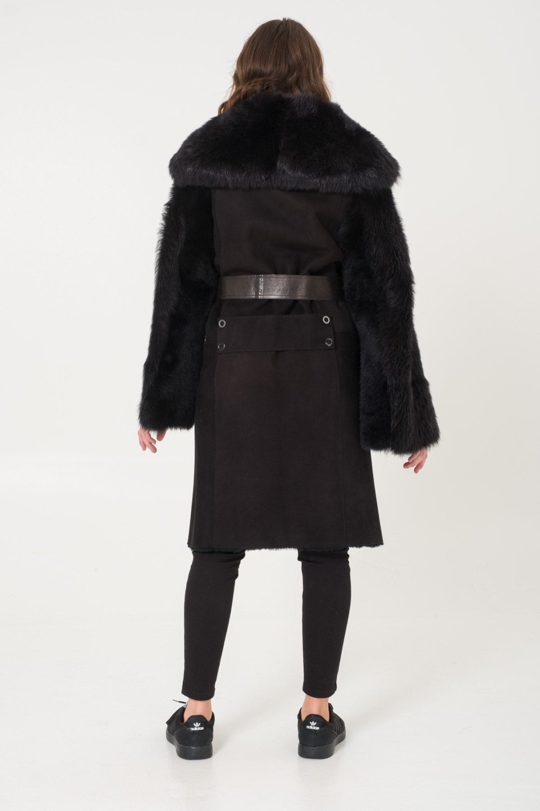 Black Shearling Coat - ADAMO