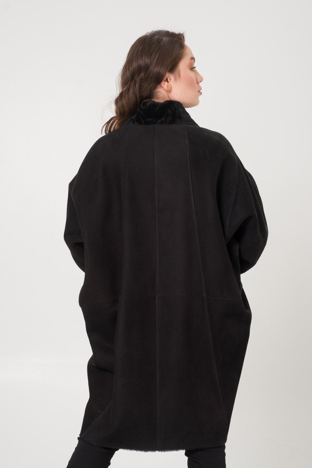 Black Shearling Coat - ADAMO