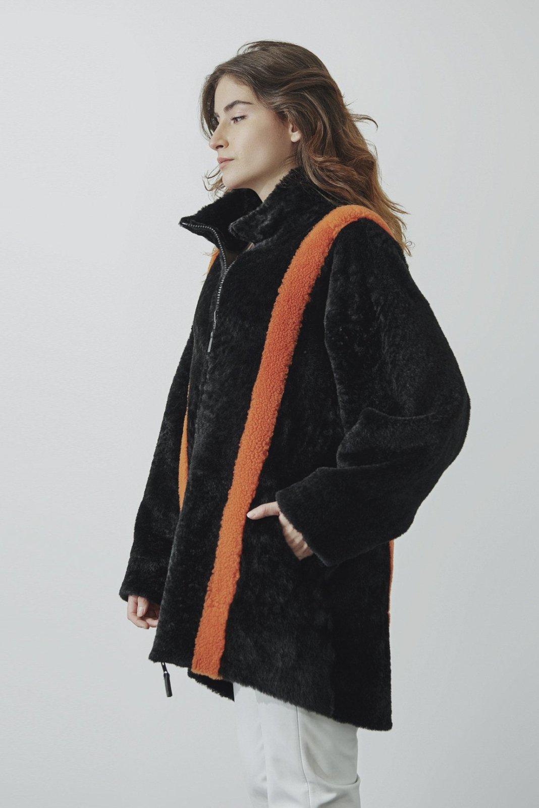 Black Shearling Double Face Leather & Fur Coat - ADAMO