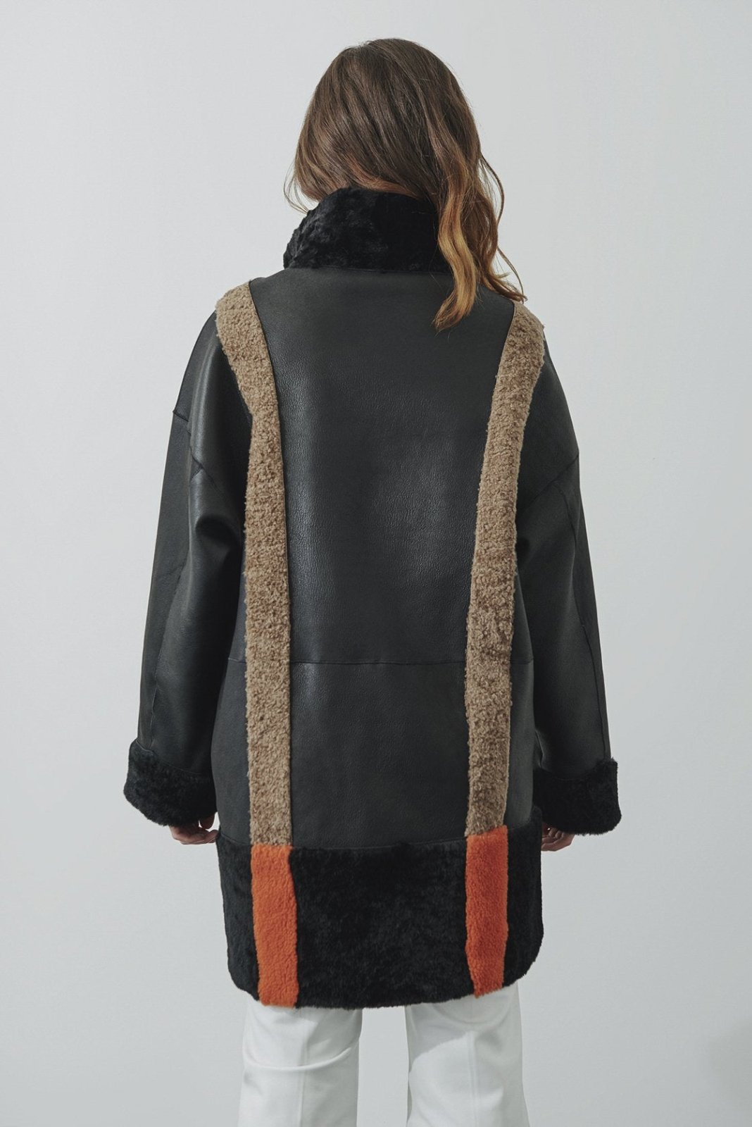 Black Shearling Double Face Leather & Fur Coat - ADAMO