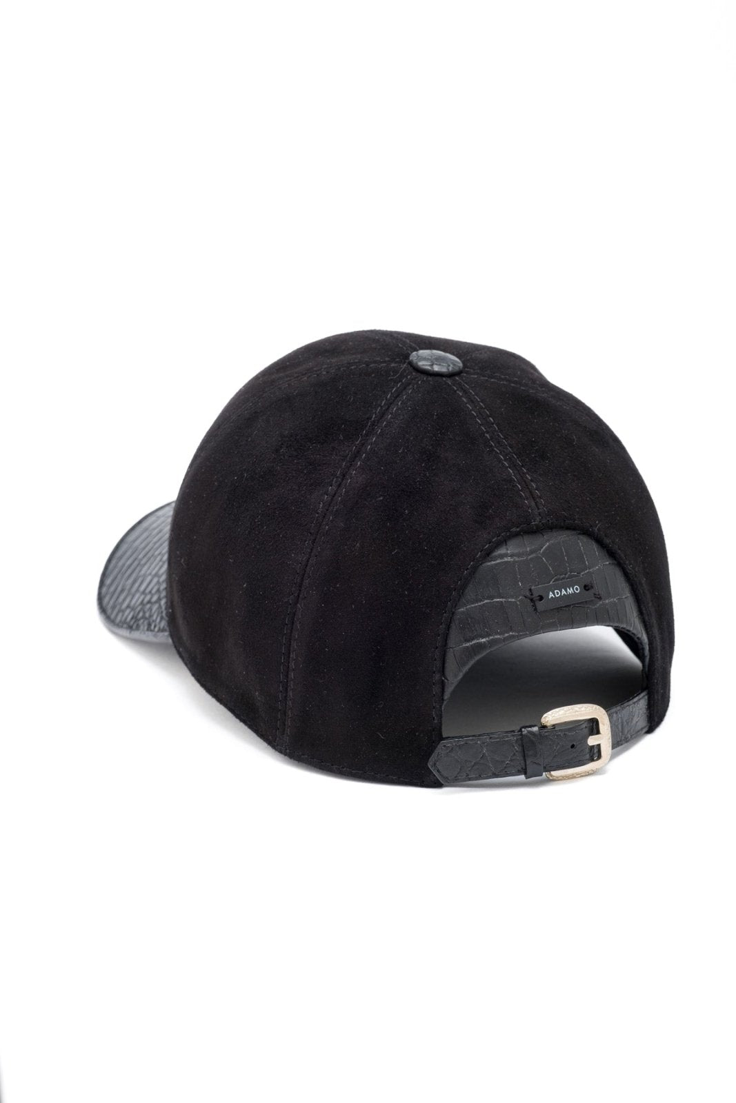 Black Suede Crocodile Cap - ADAMO