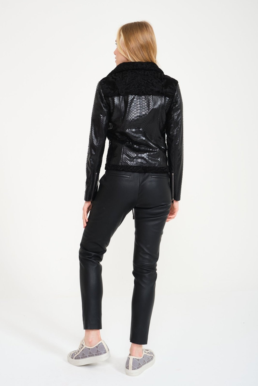 Black Swakara / Python Leather Jacket - ADAMO