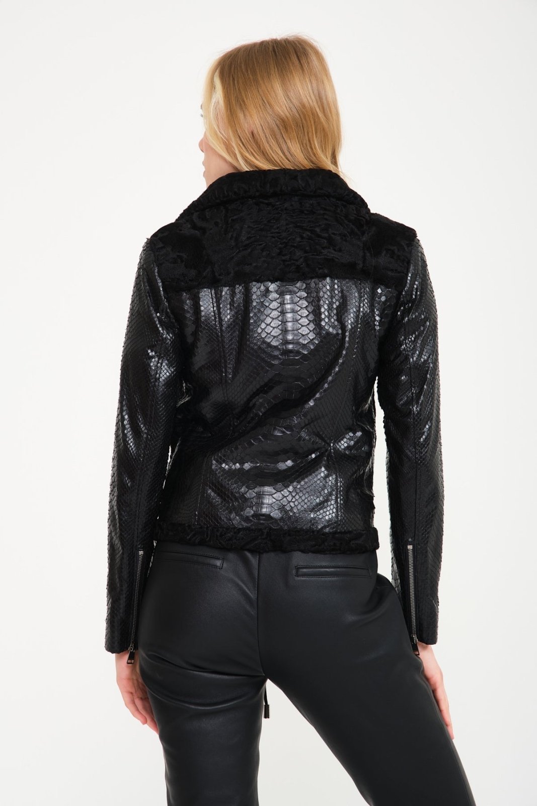 Black Swakara / Python Leather Jacket - ADAMO