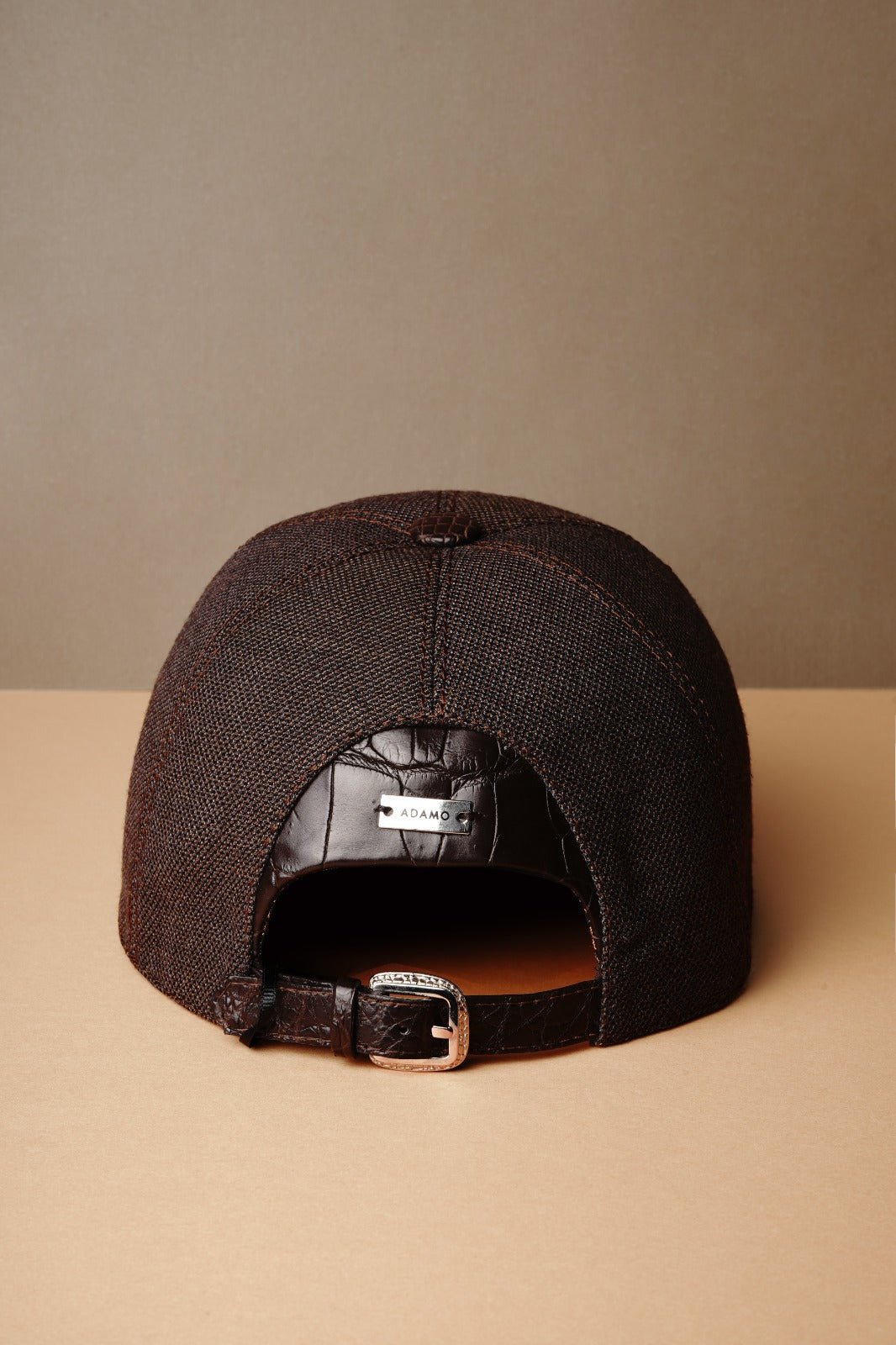 Black Textile & Crocodile Leather Cap - ADAMO