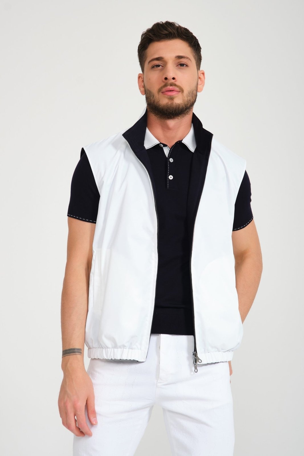 Black & White Double Face Waterproof Vest - ADAMO