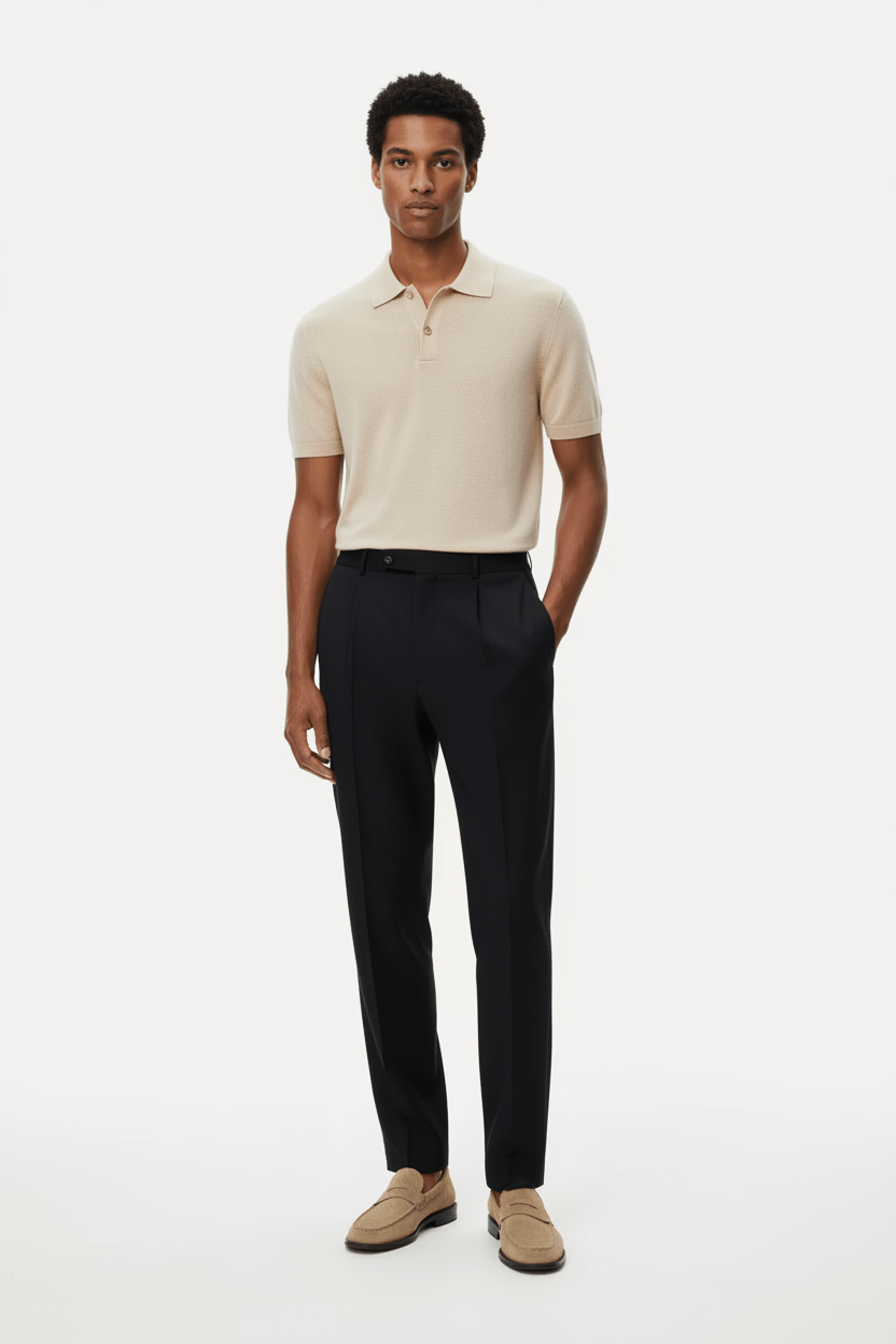 Black Wool & Cashmere Trousers - ADAMO