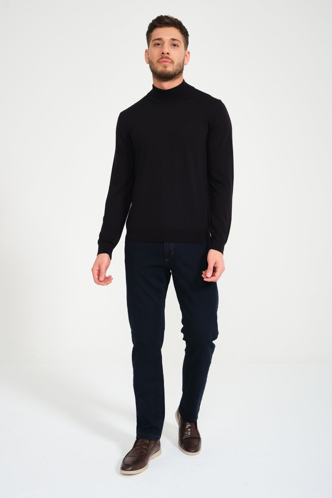 Black Wool Knit Sweater - ADAMO