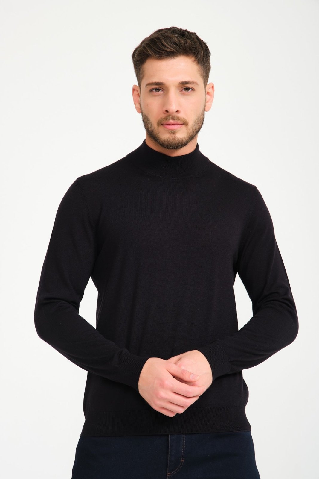 Black Wool Knit Sweater - ADAMO