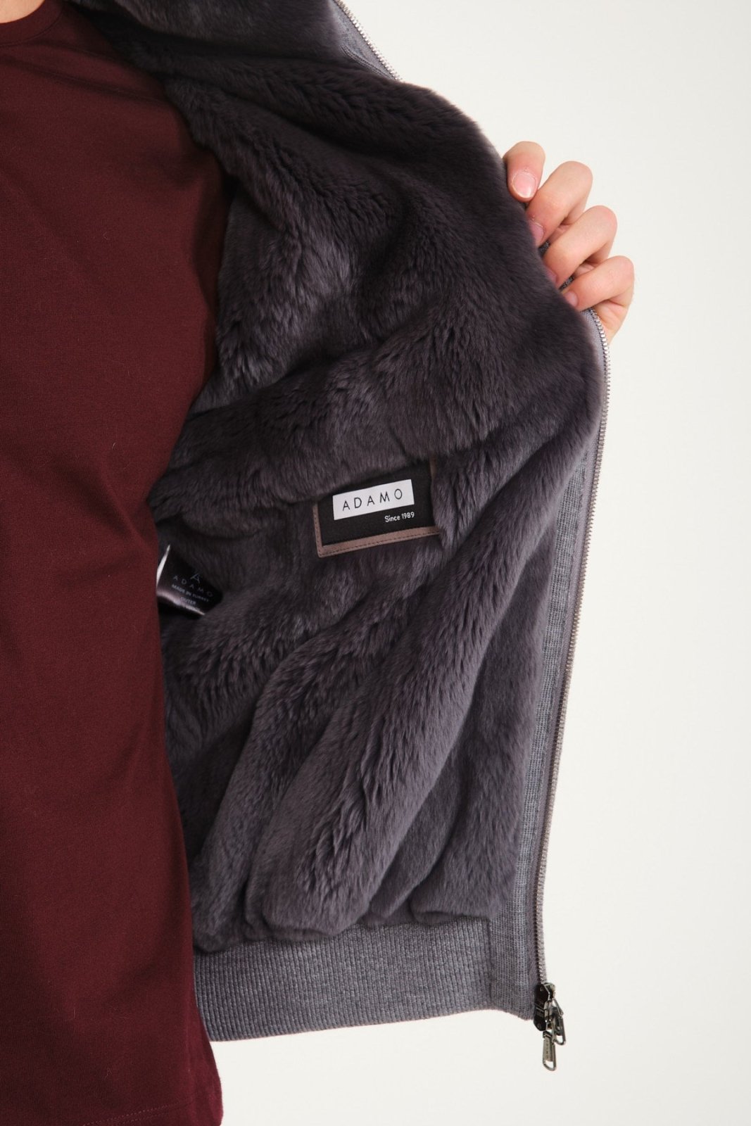 Black Wool & Rex Fur Slim Fit Knit Vest - ADAMO