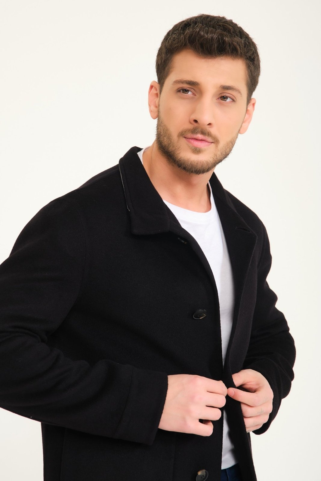 Black Wool Short Coat - ADAMO