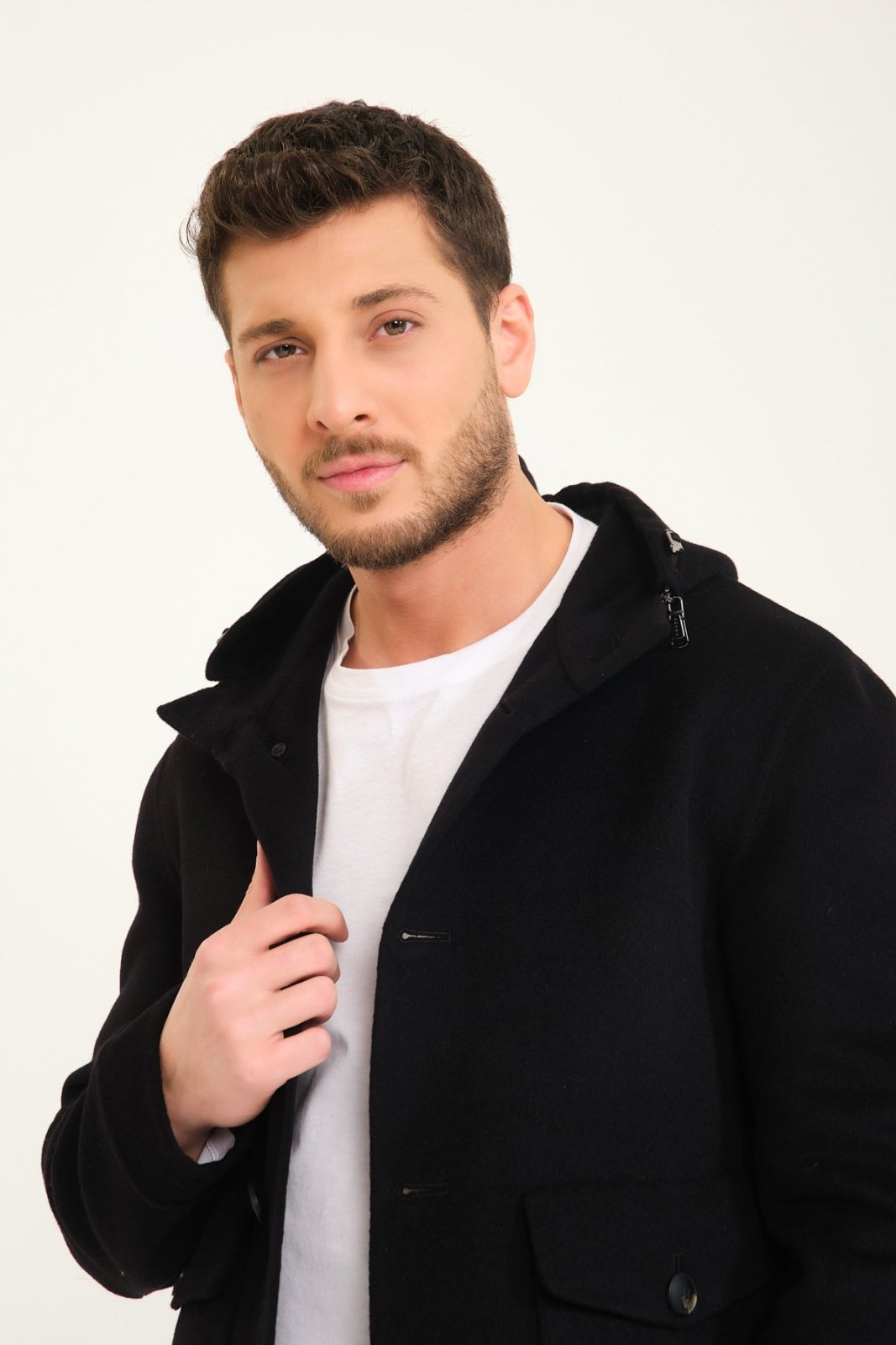 Black Wool Short Coat - ADAMO