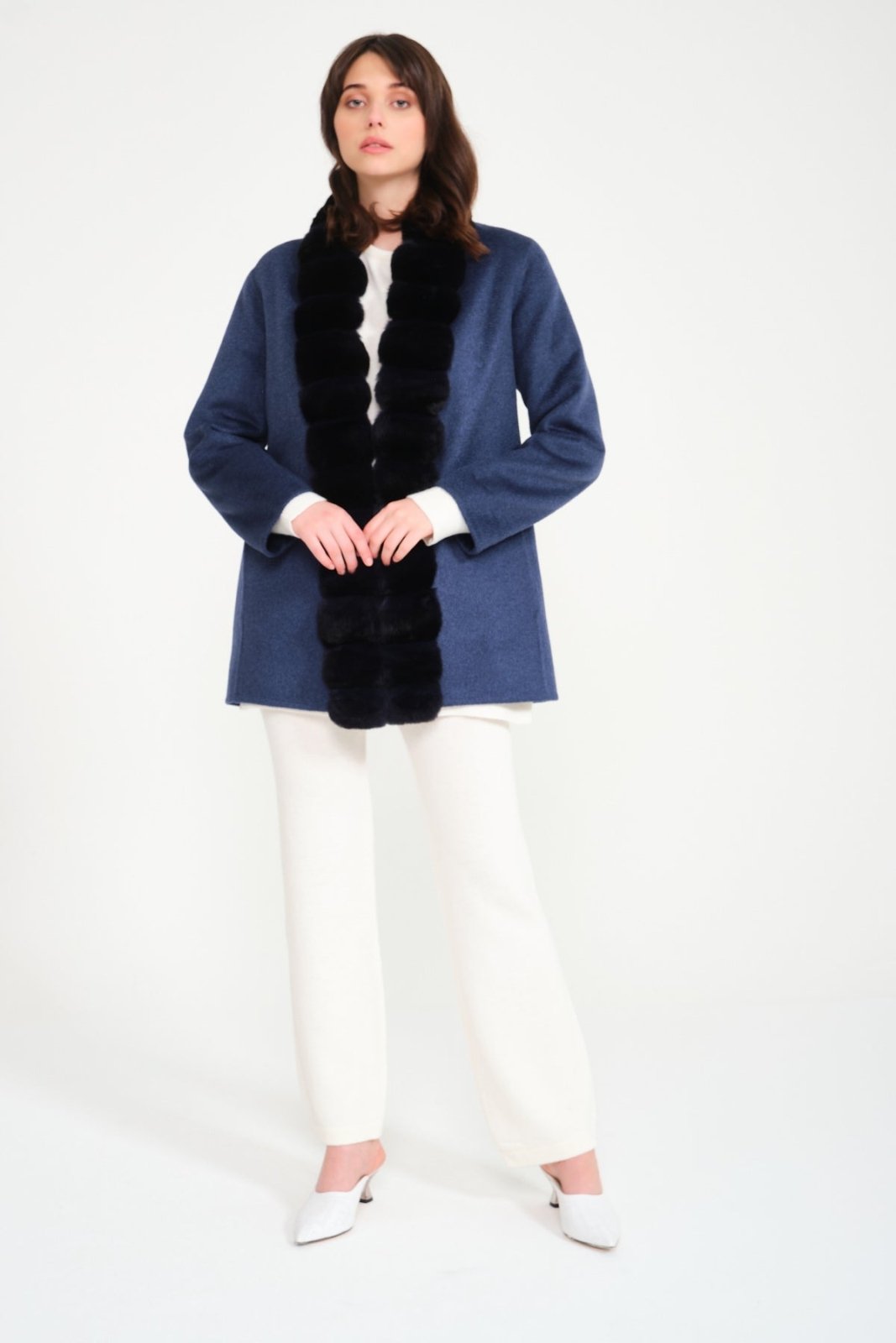 Blue Chinchilla Cashmere Coat - ADAMO