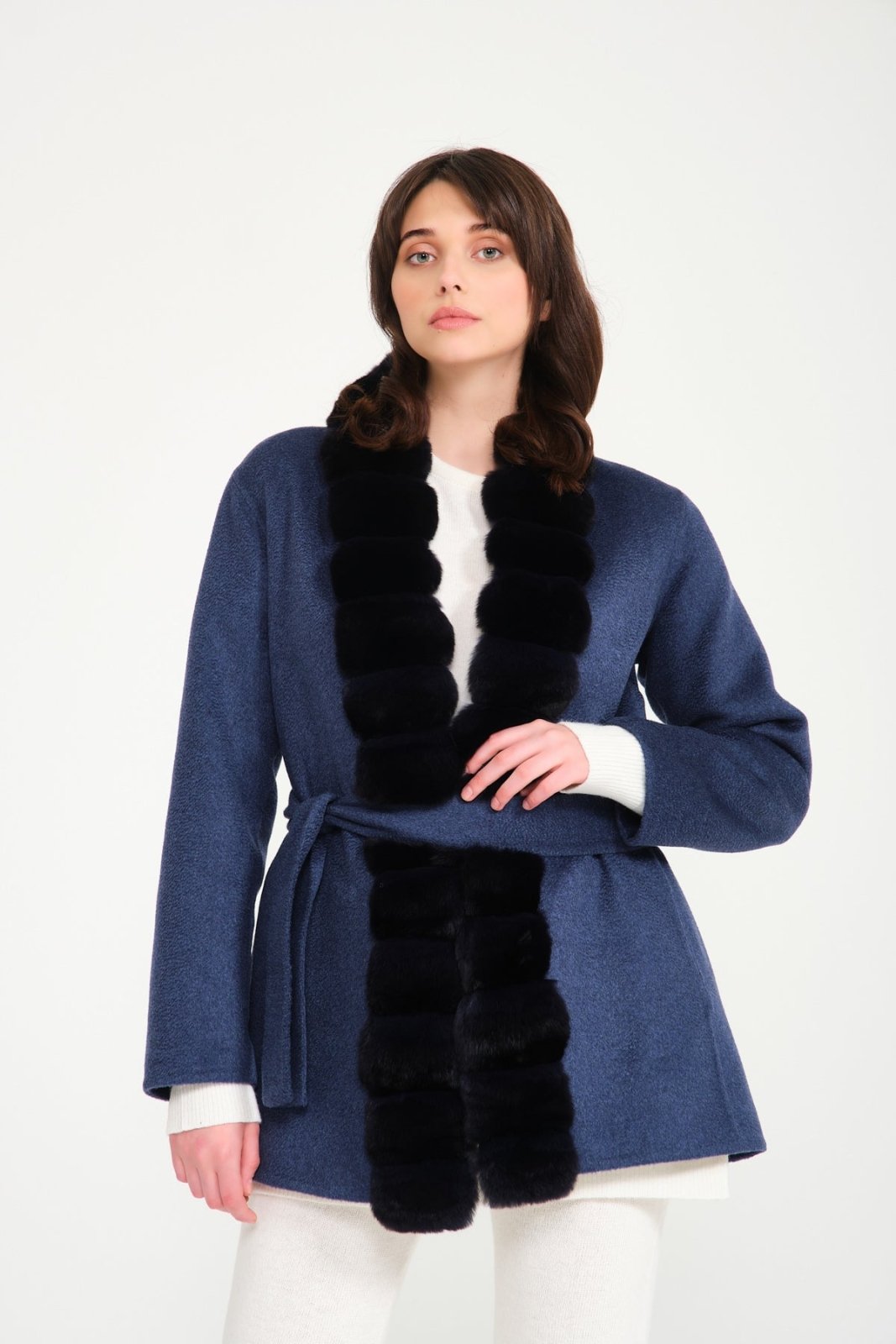 Blue Chinchilla Cashmere Coat - ADAMO