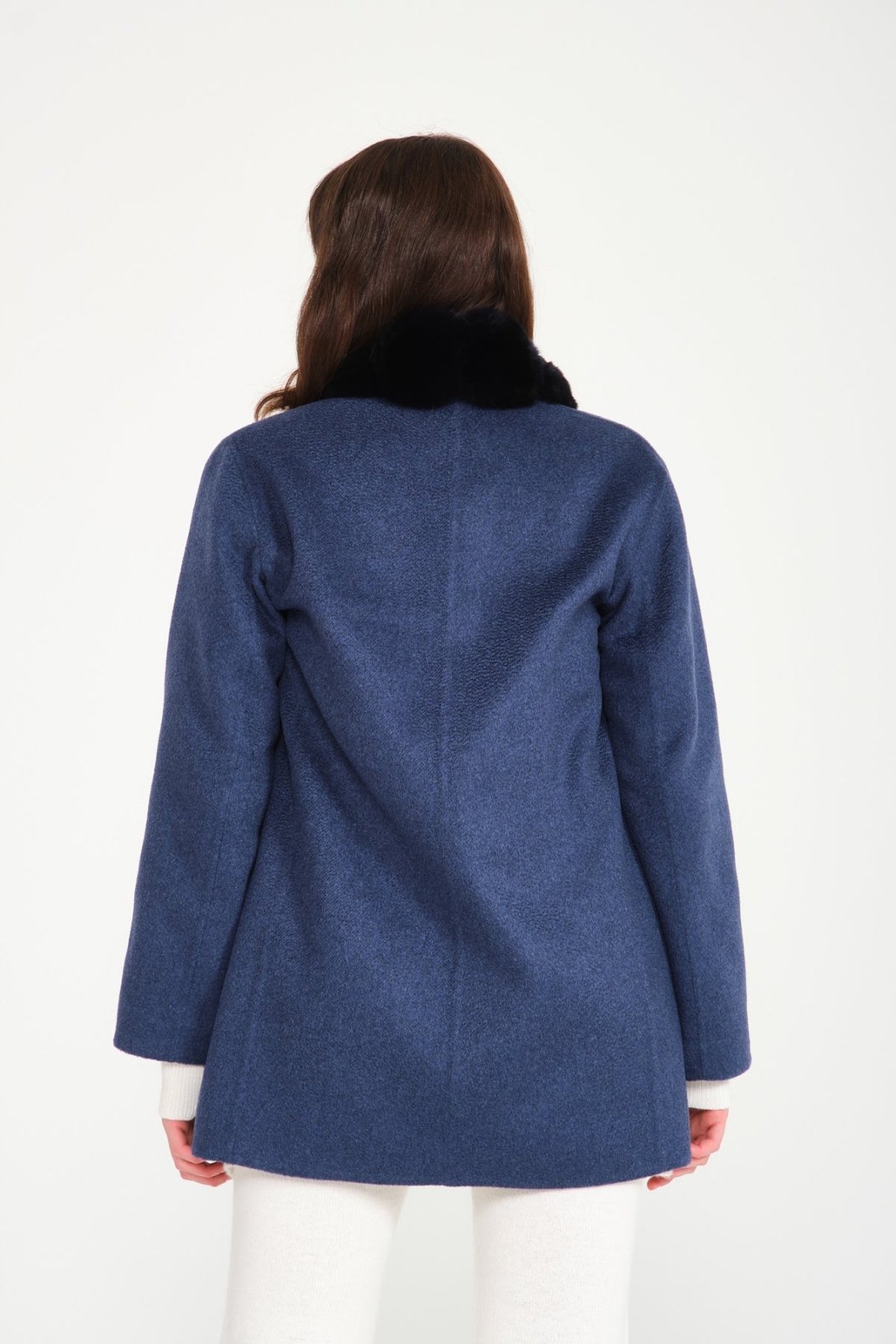 Blue Chinchilla Cashmere Coat - ADAMO