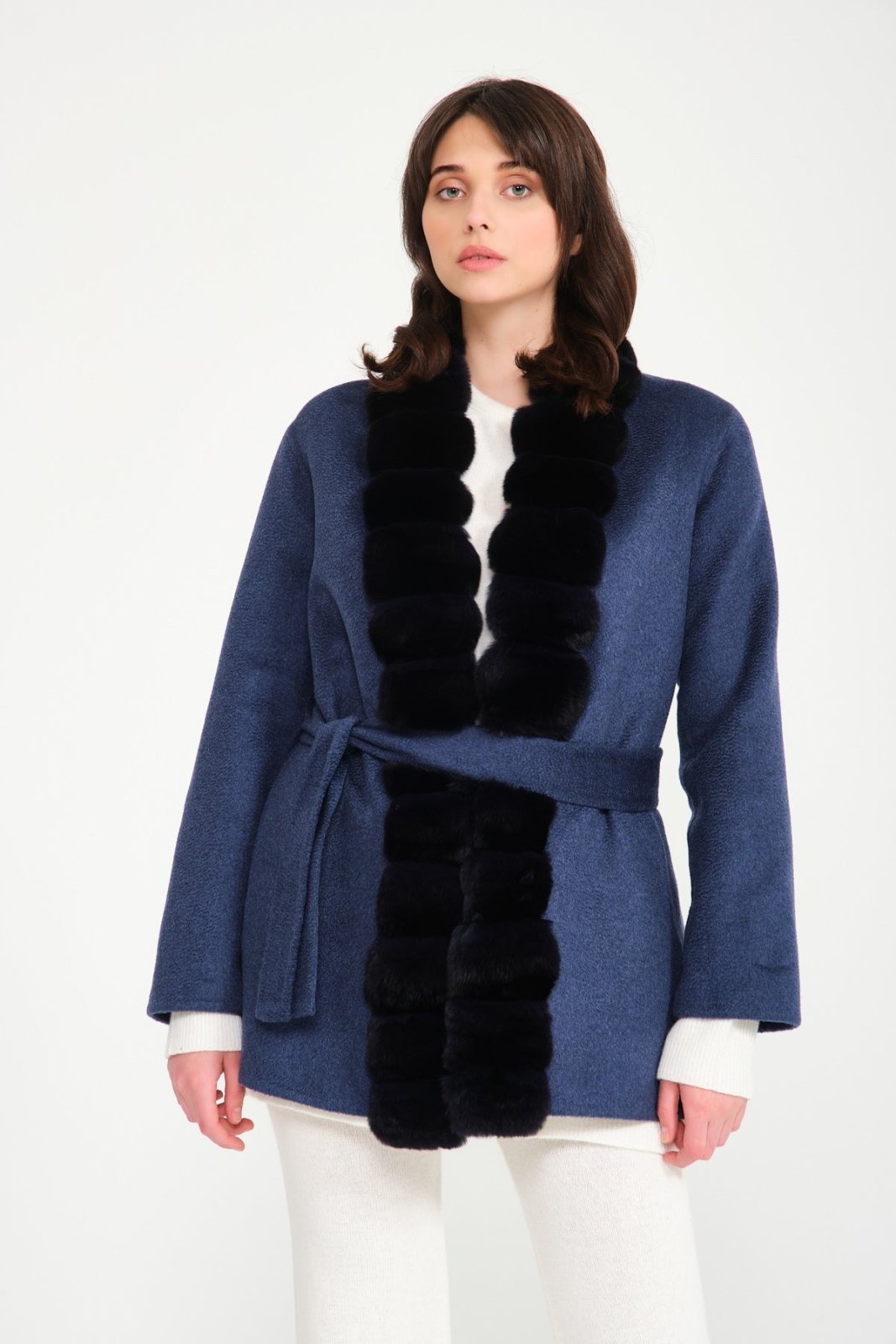 Blue Chinchilla Cashmere Coat - ADAMO