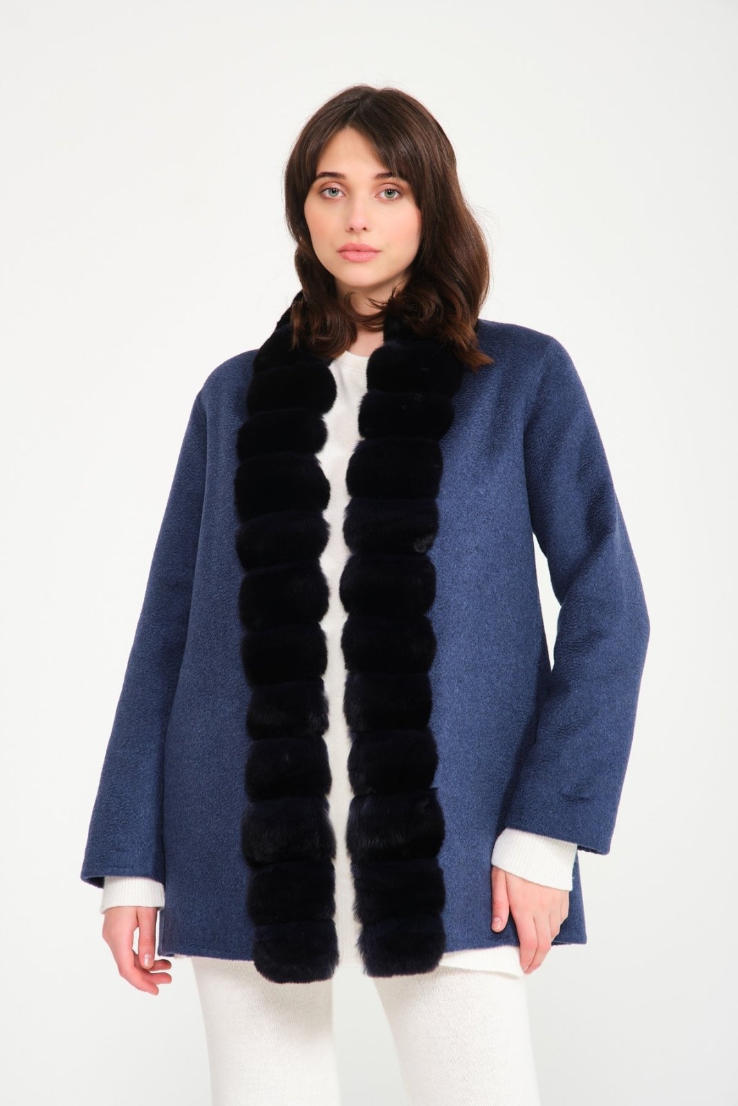 Blue Chinchilla Cashmere Coat - ADAMO