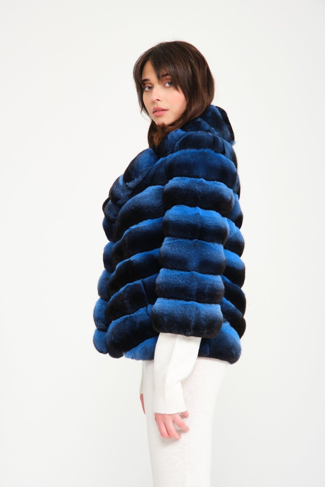 Blue Chinchilla Fur Coat - ADAMO