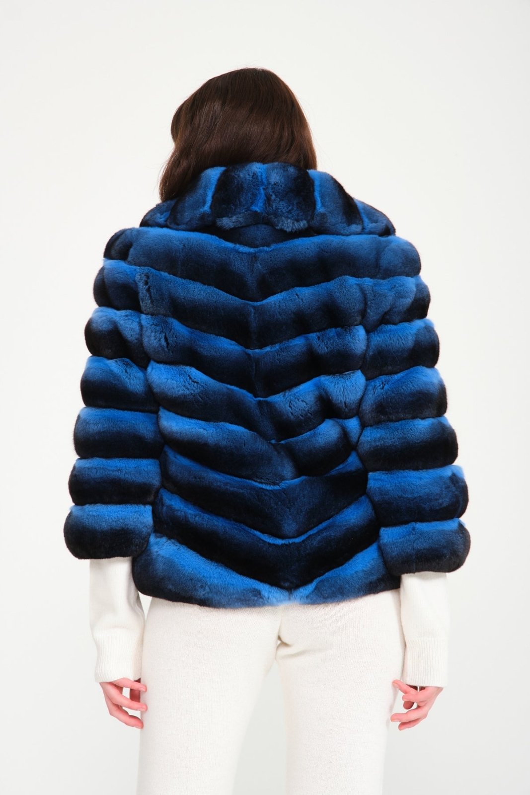 Blue Chinchilla Fur Coat - ADAMO