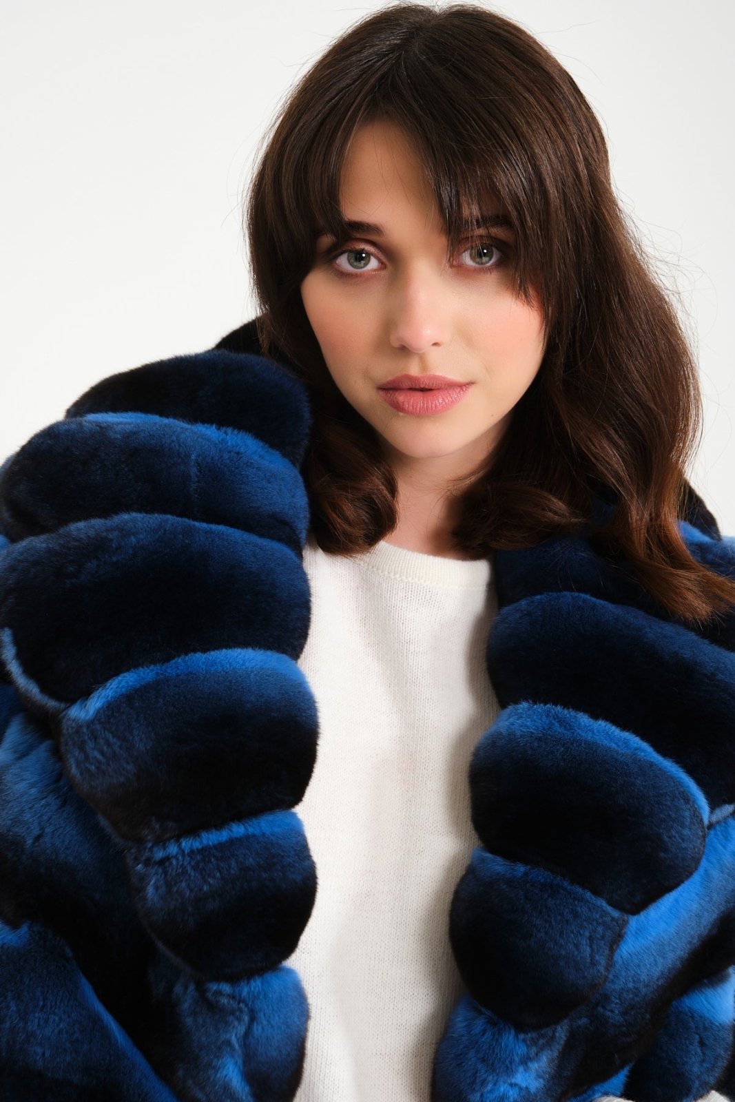 Blue Chinchilla Fur Coat - ADAMO