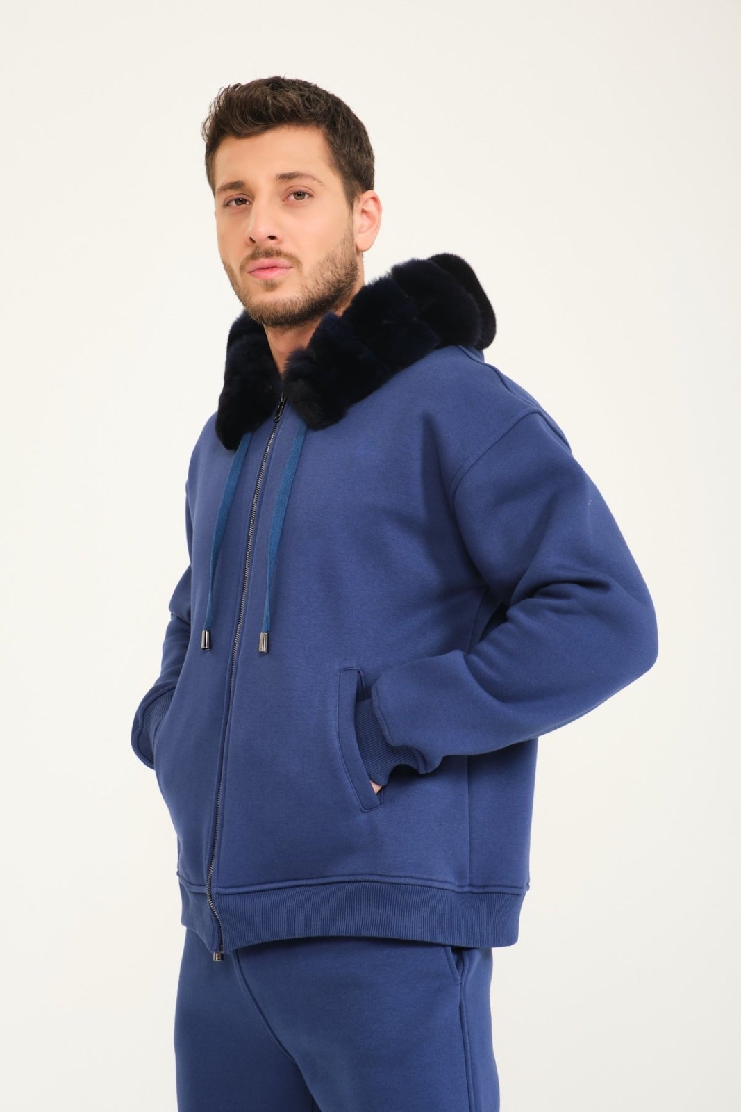 Blue Chinchilla Hoodie & Jogger Set - ADAMO