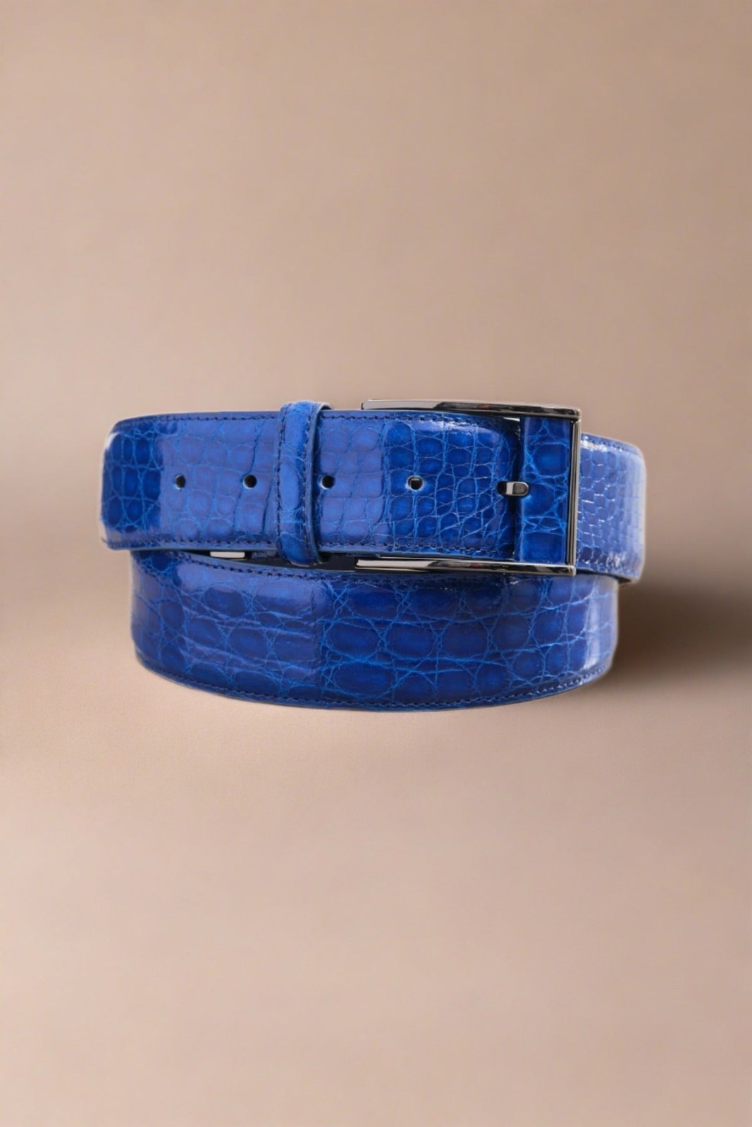 Blue Crocodile Leather belt - ADAMO