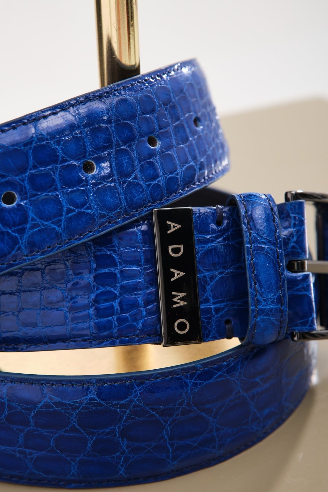 Blue Crocodile Leather belt - ADAMO