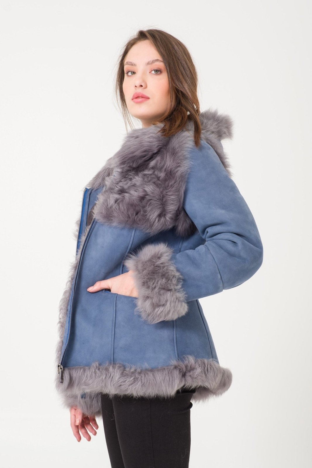 Blue Fur Coat - ADAMO