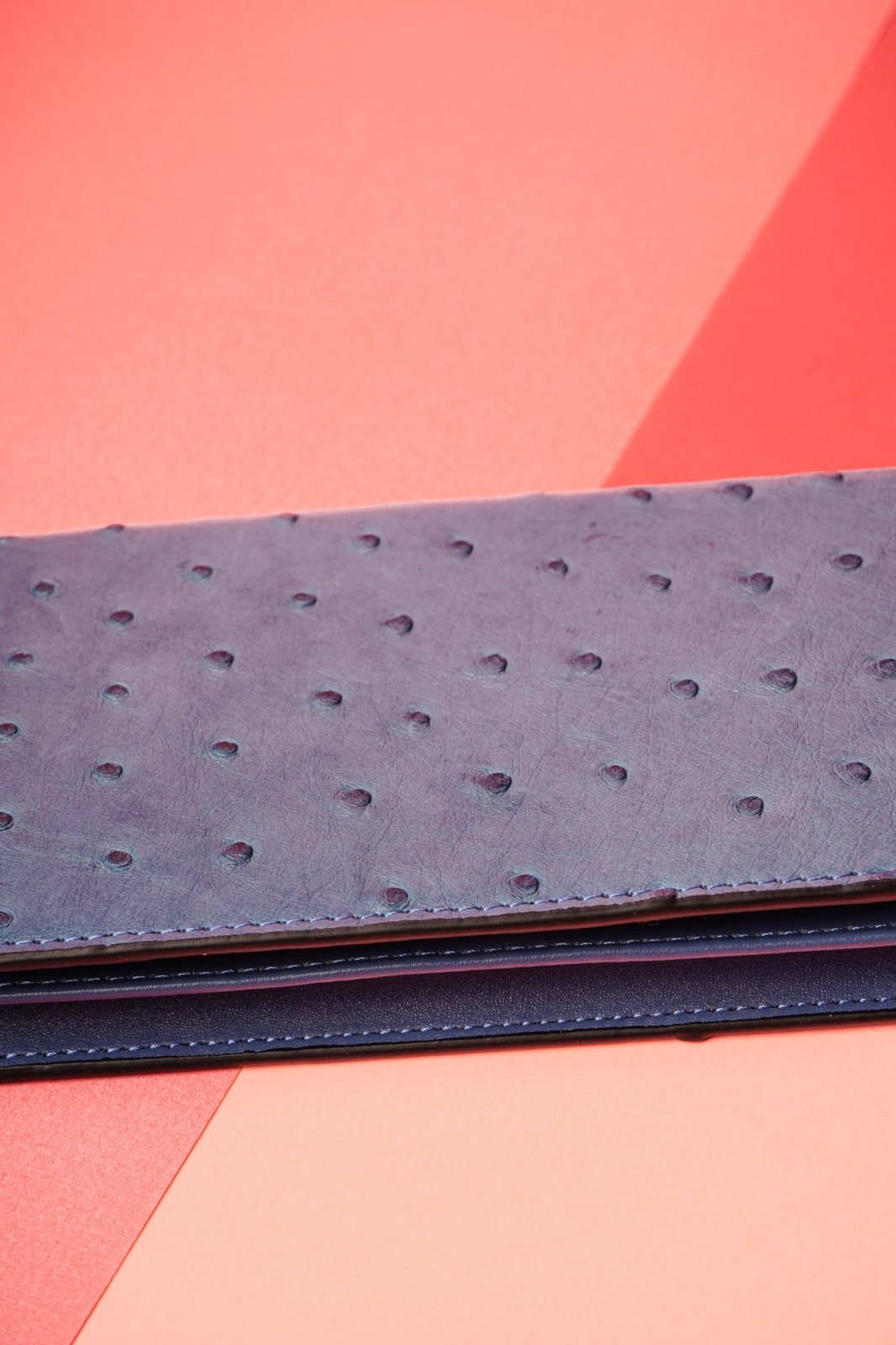 Blue Handmade Ostrich Leather Wallet - ADAMO