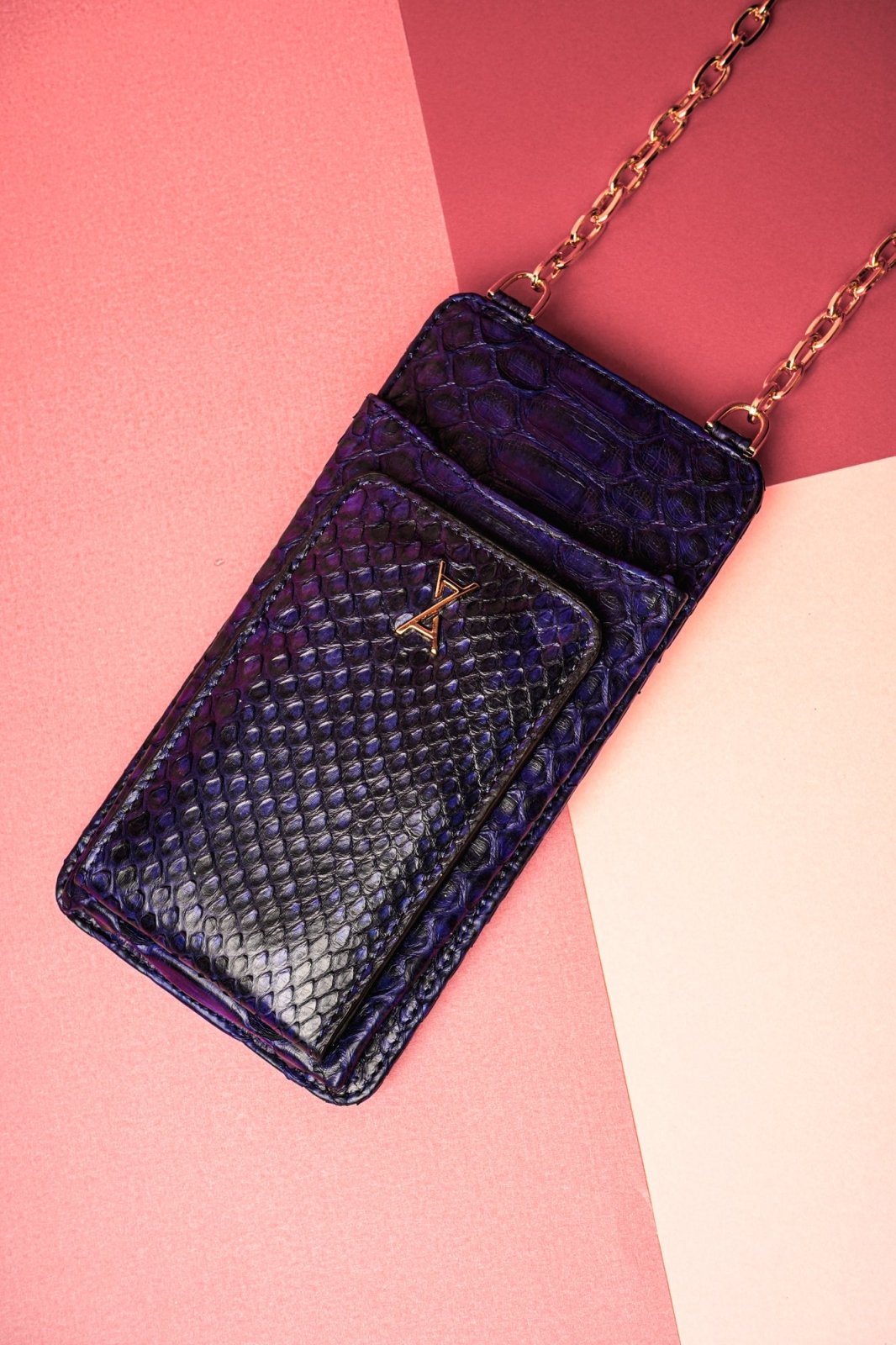 Blue Python Leather Phone Bag - ADAMO