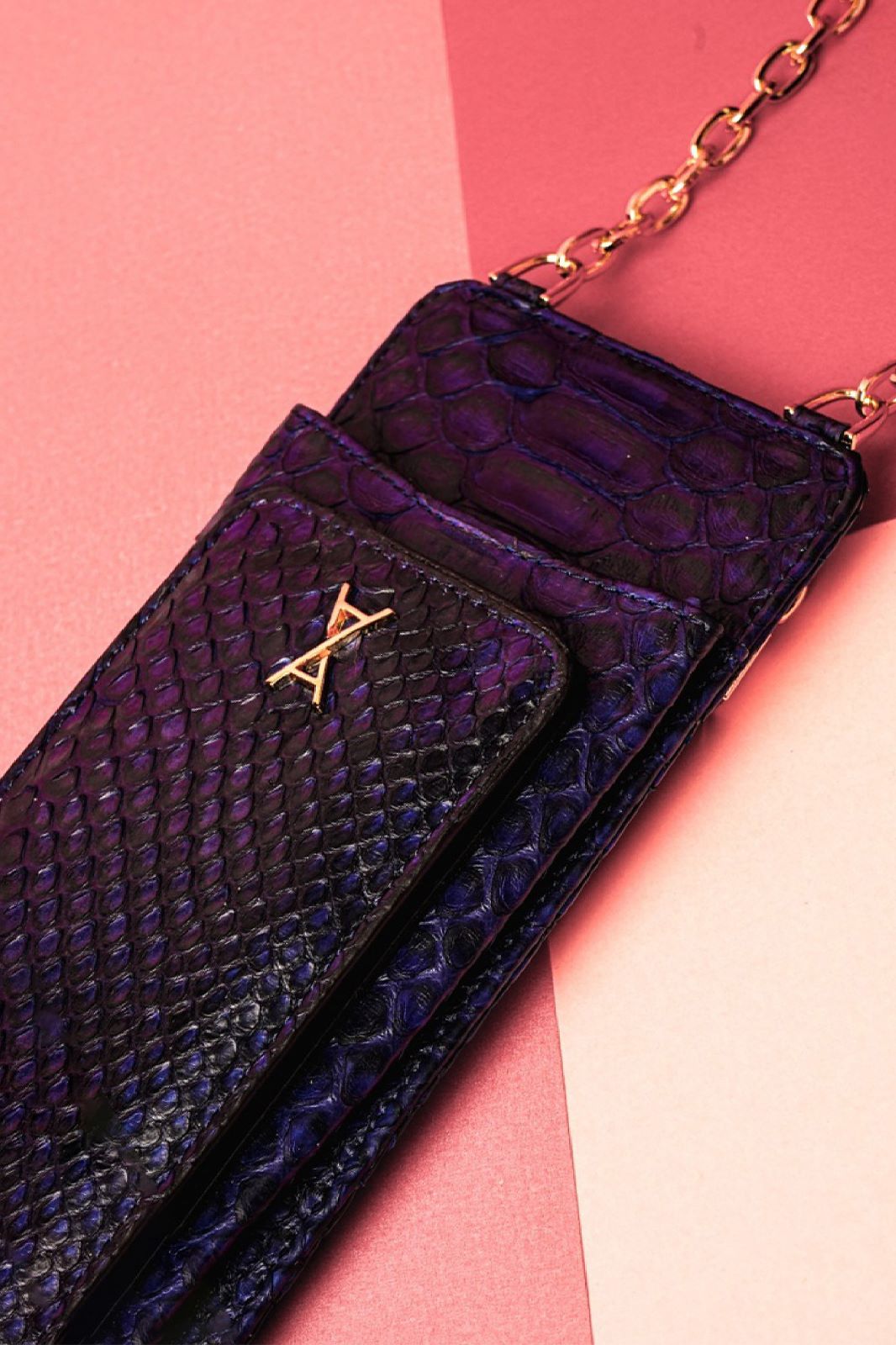 Blue Python Leather Phone Bag - ADAMO