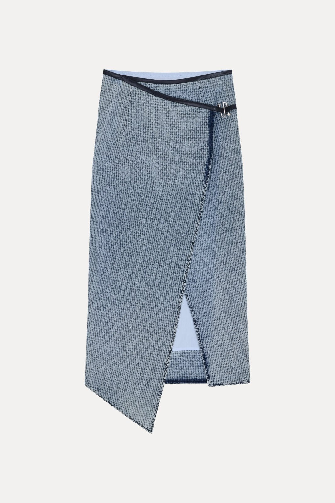 Blue Sculpted Wrap Skirt - ADAMO