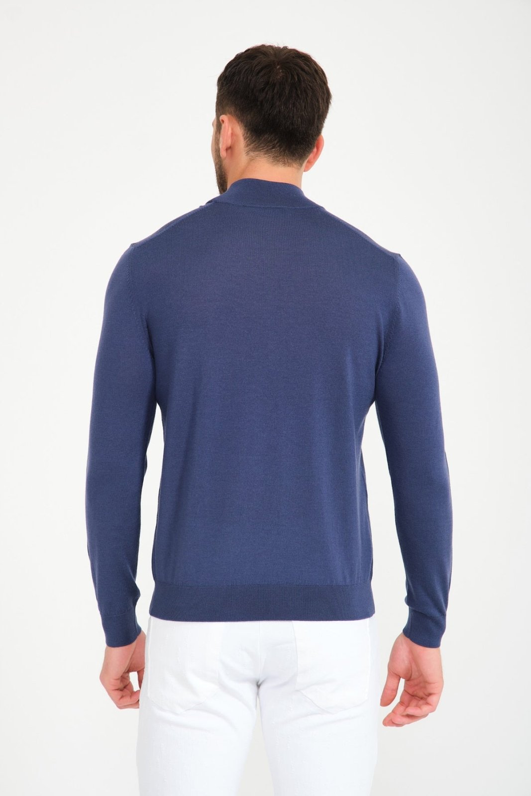 Blue Wool Knit Sweater - ADAMO